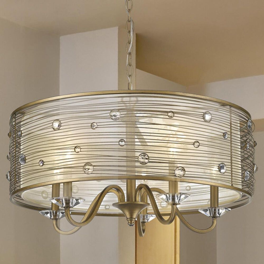 Golden Lighting Joia 5-Light Chandelier in Peruvian Gold with a Sheer Filigree Mist Shade, , large