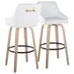 LumiSource Hannah Swivel Bar Stool with White Faux Leather Upholstery in Whitewashed and Black (Set of 2), , large