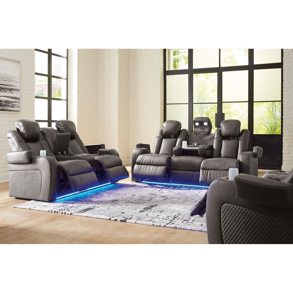 Ashley Fyne-Dyme Power Reclining Sofa in Shadow, , large