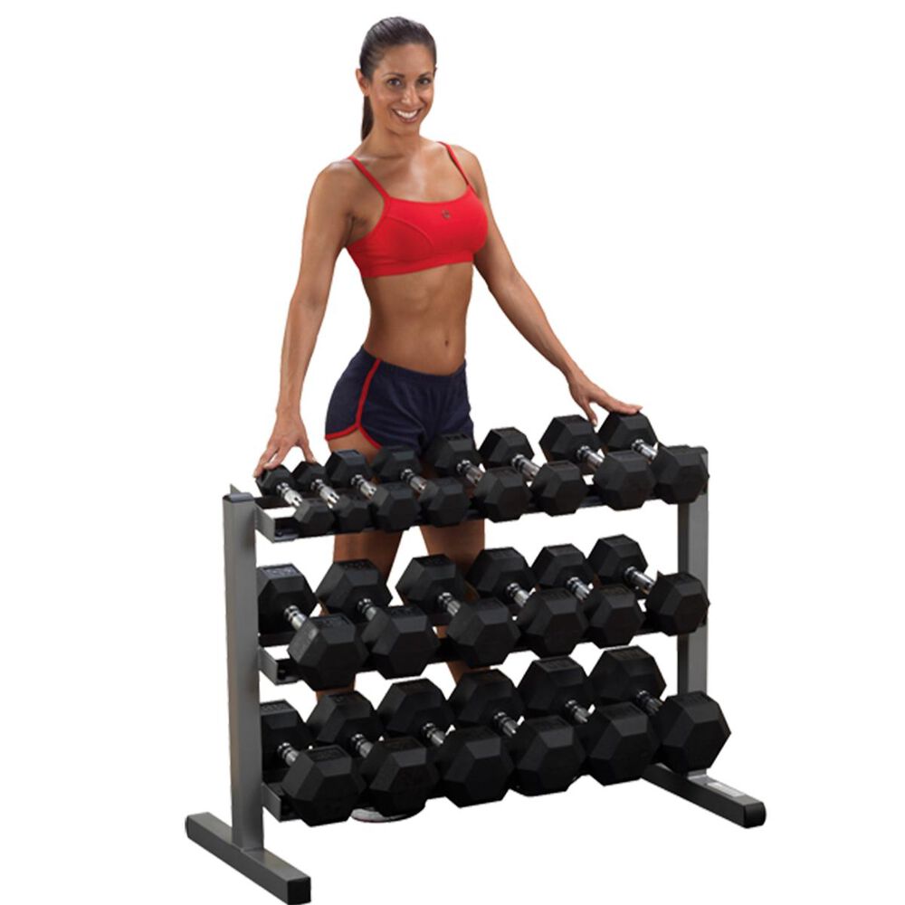 Body Solid 5-50lb Hex Dumbbell Set and Rack Bundle, , large