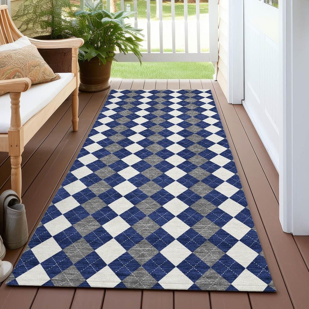 Dalyn Rug Company Wonderland WN20 2&#39;3&quot; x 7&#39;6&quot; Navy Indoor/Outdoor Runner, , large