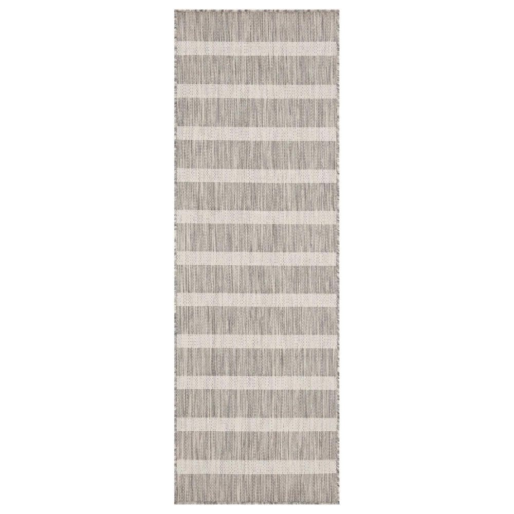 Nourison Positano POS03 Grey and Ivory 2" x 6" Indoor/Outdoor Runner, , large