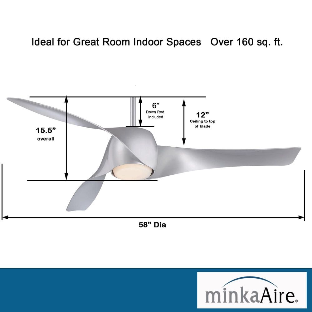 Minka-Aire Artemis 58" Smart Celling Fan with LED Light in Silver, , large