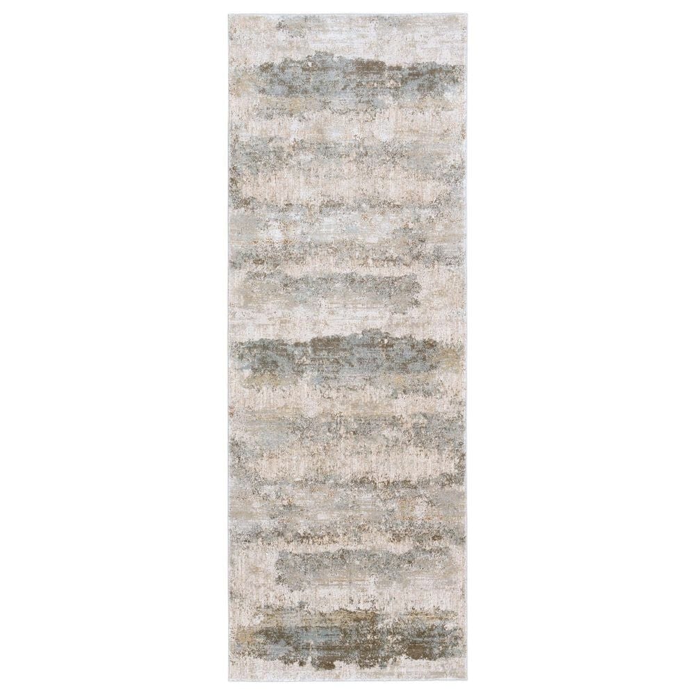 Surya Brunswick 2"7" x 10" Sage, Gray, White, Blue and Brown Runner, , large