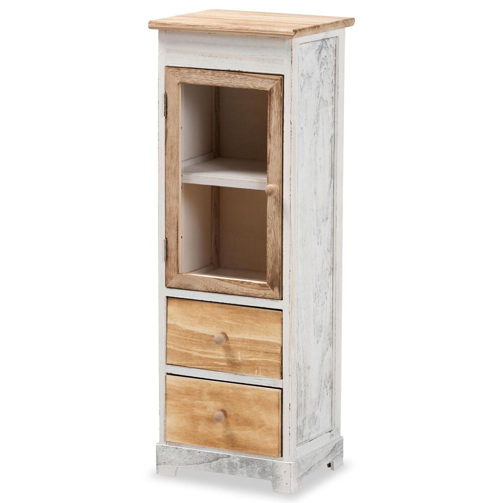 Baxton Studio Dannah 2-Drawer Storage Cabinet in Oak Brown and White, , large