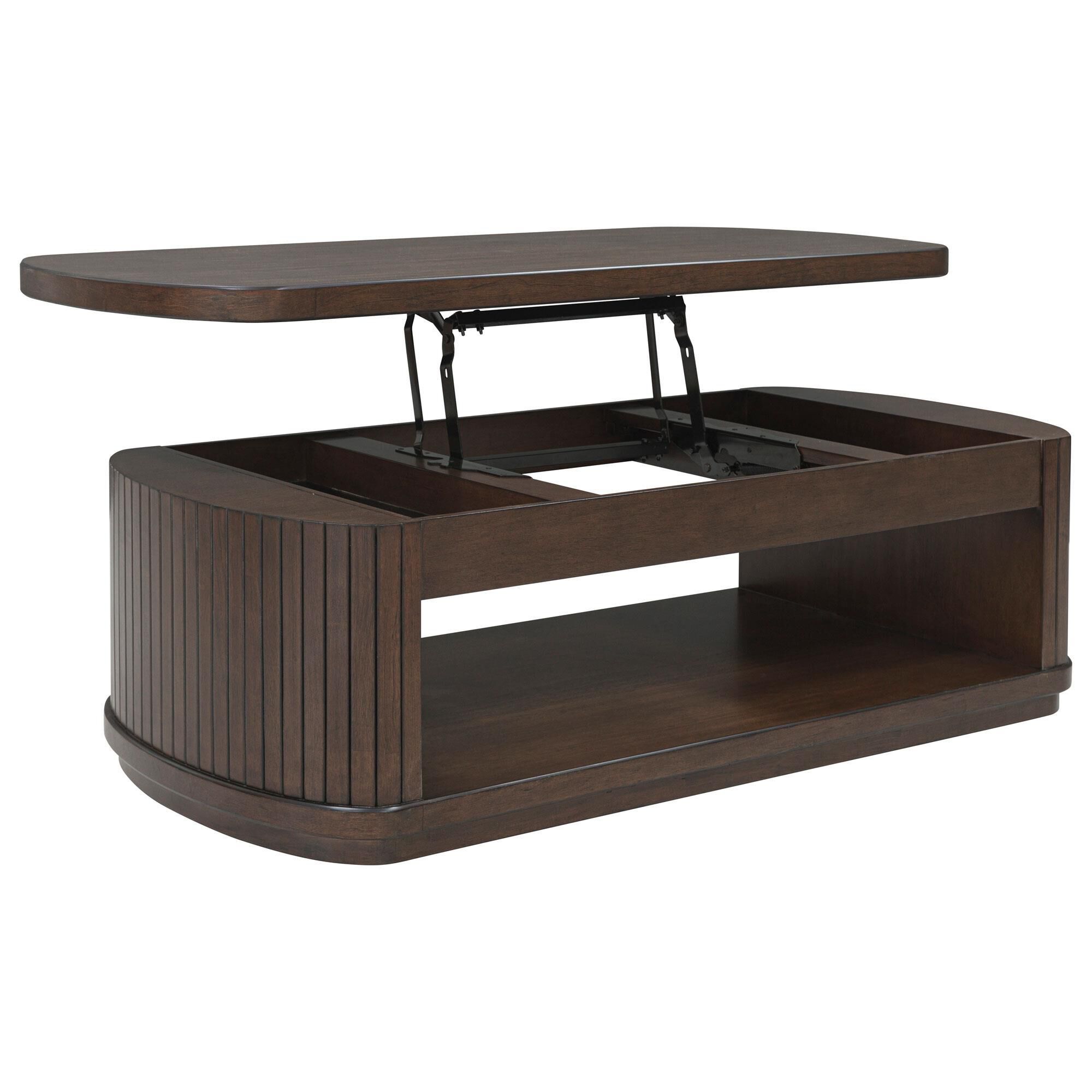 Ashley Korestone Lift Top Cocktail Table in Dark Brown