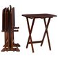 Linon Home Decor Burke Folding TV Tray Table Set with Stand in Dark Cherry and Chrome (Set of 4), , large