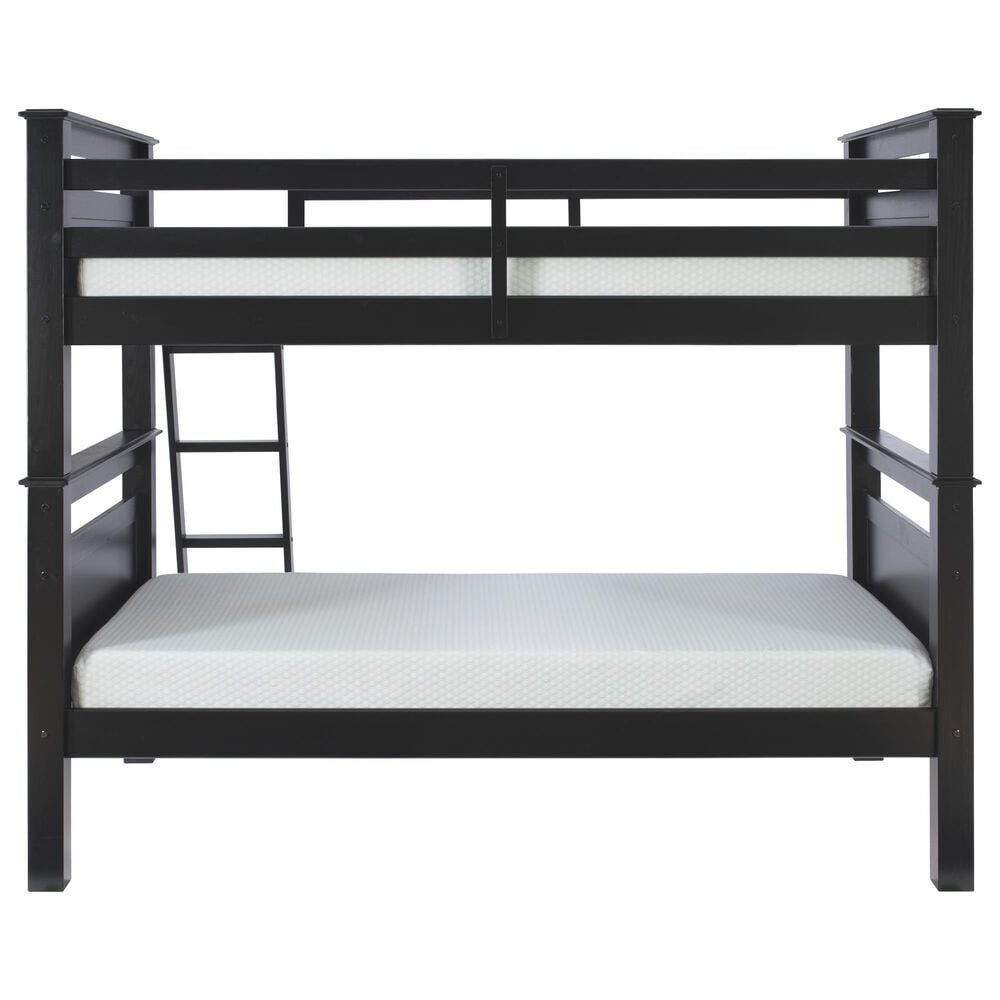 Linon Home Decor Beckett Twin Over Twin Bunk Bed in Black, , large