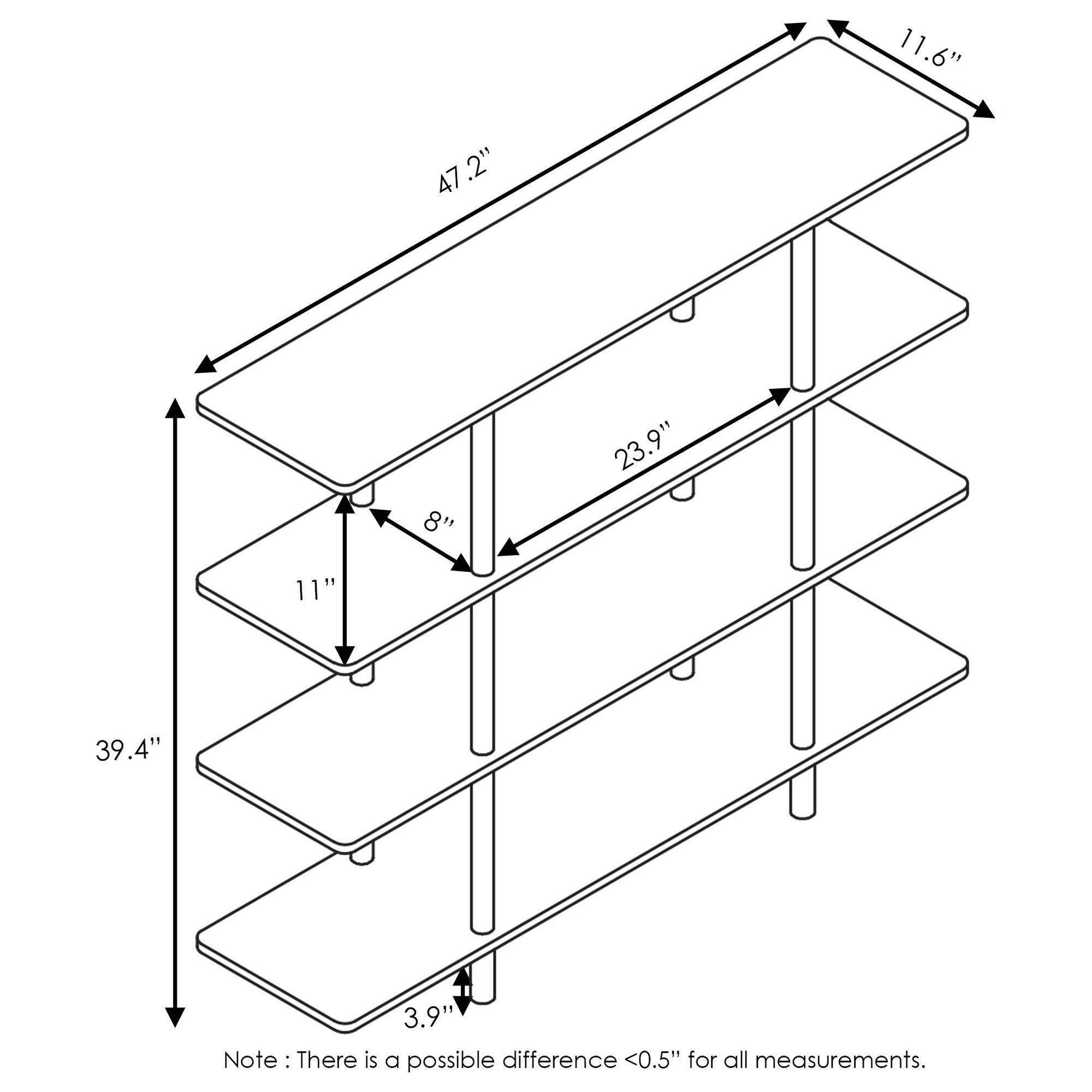 S-VIEW　ラック　4段　BK/WAL/WH HOMLUX Turn-N-Tube 4-Tier Wide Display Shelf in Espresso and Black
