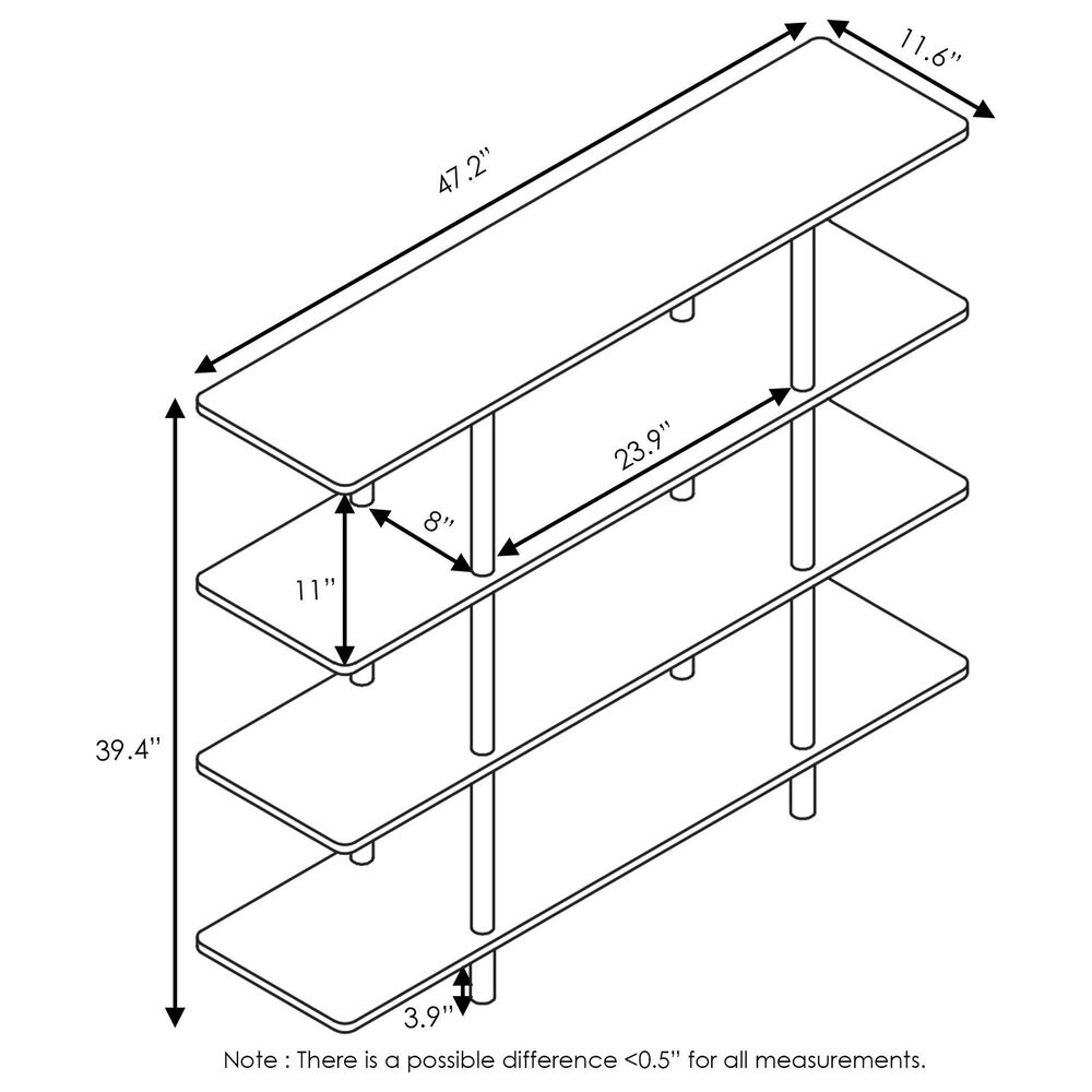 HOMLUX Turn-N-Tube 4-Tier Wide Display Shelf in Espresso and Black, , large