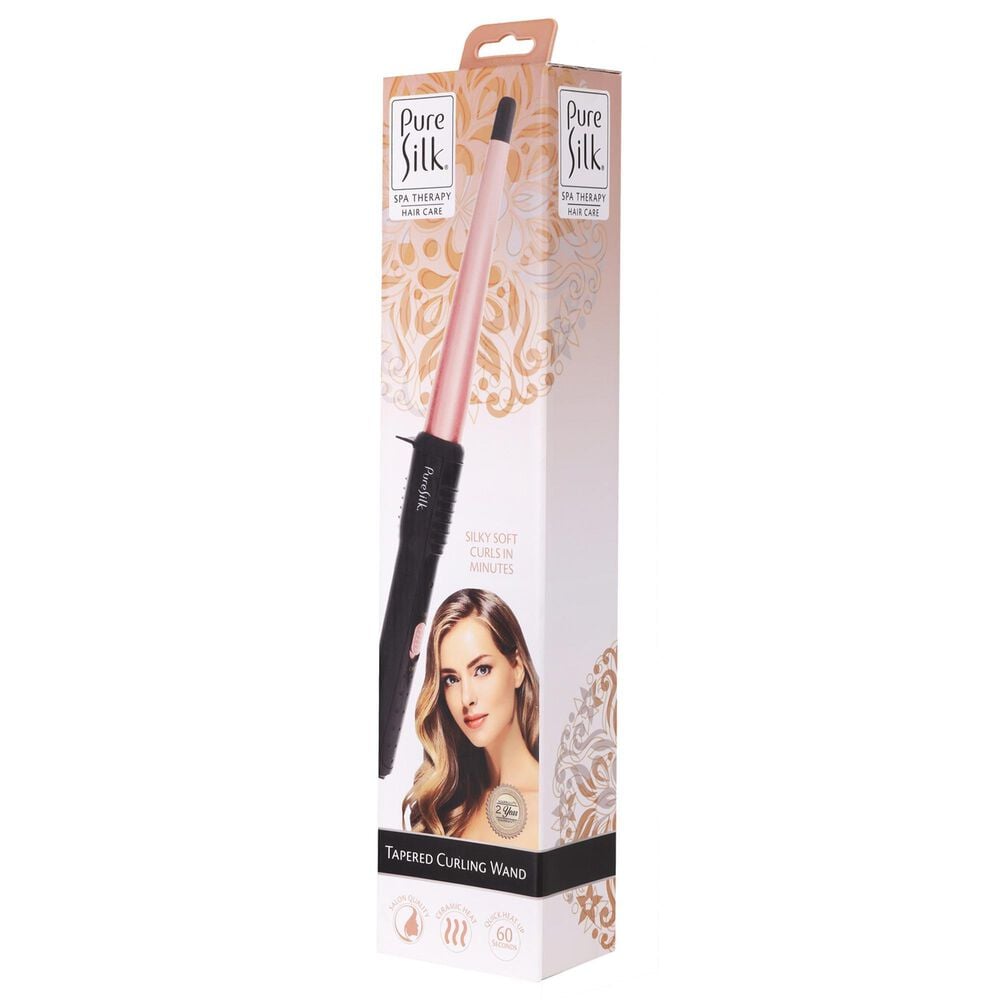 PureSilk Spa Therapy Hair Care Tapered Curling Wand in Pink and Black, , large