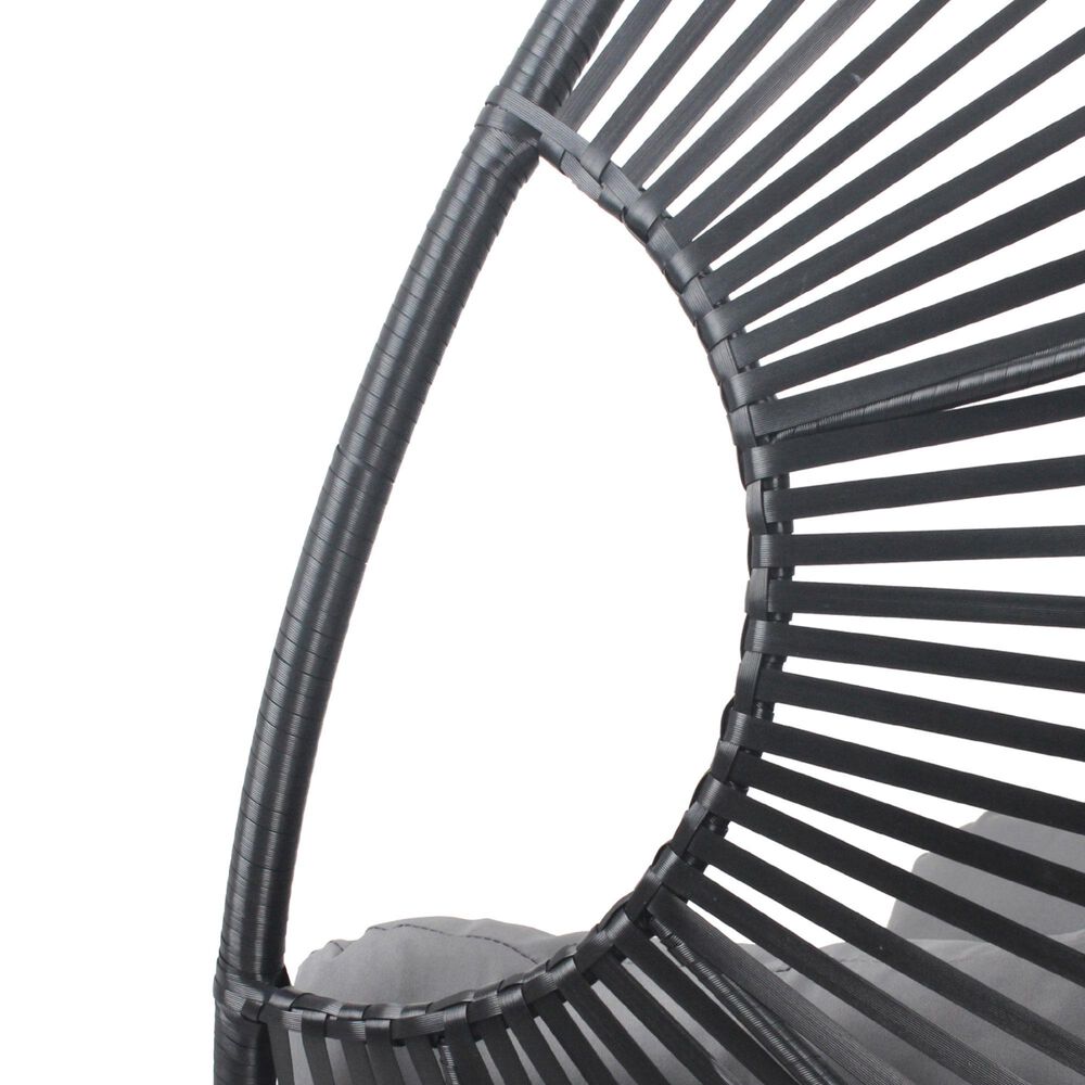 Hearth and Haven Outdoor Egg Chair with Black Frame in Gray, , large