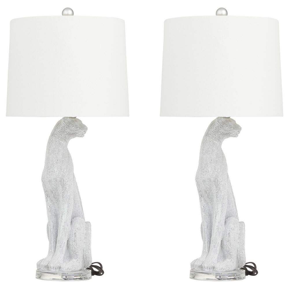 Maple and Jade Polystone Glam Table Lamp in White, , large