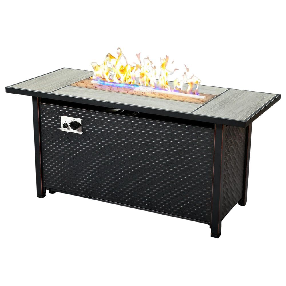 HOMLUX 54" Outdoor Propane Fire Pit Table in Black, , large