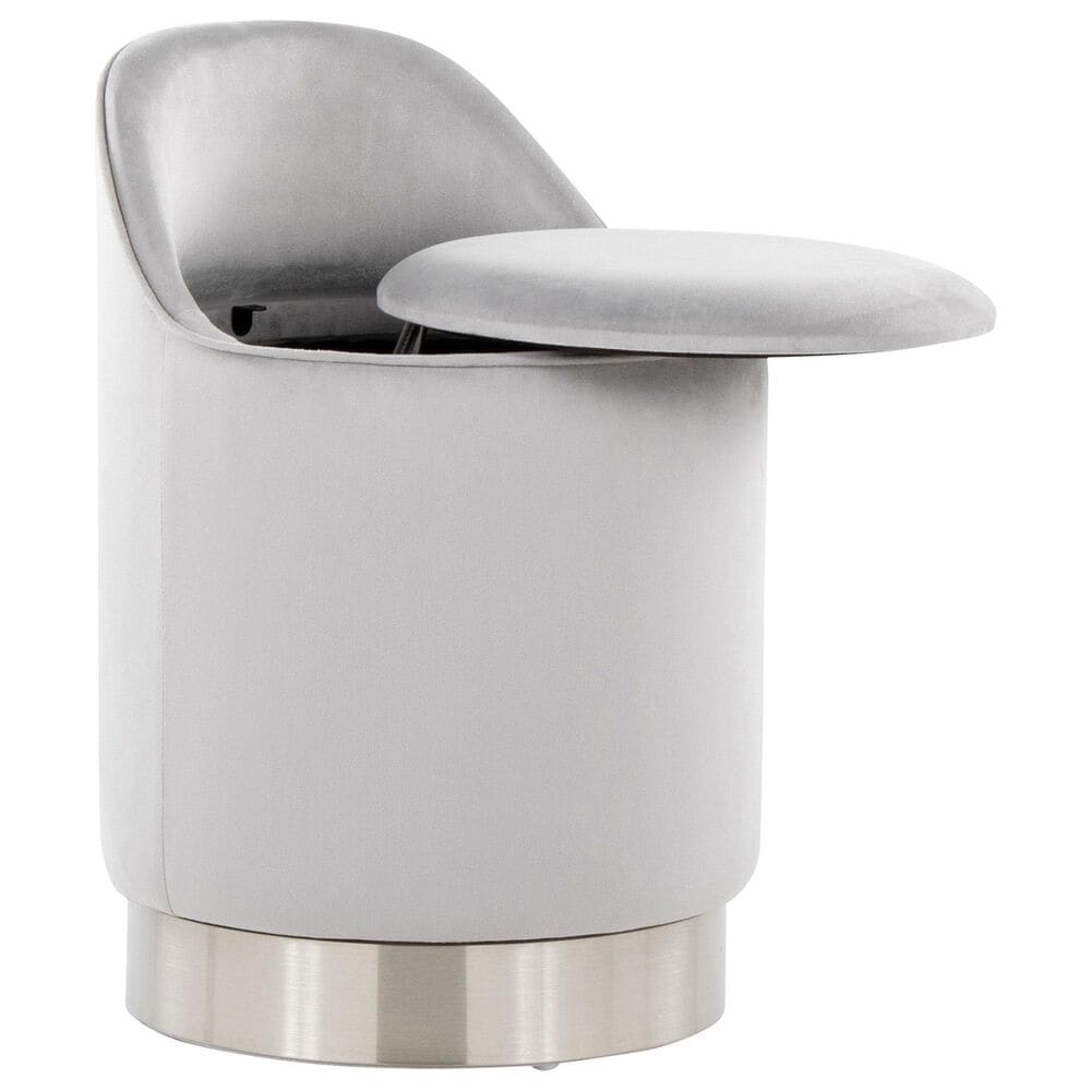 Lumisource Marla Vanity Stool with Silver Upholstered in Chrome, , large