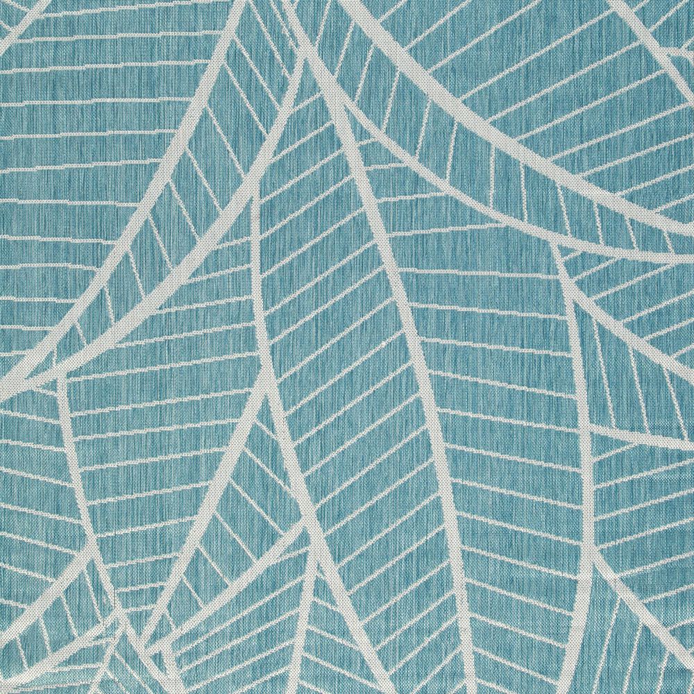 Ashley Hulsia 5&#39; x 7&#39; Ivory and Aqua Outdoor Rug, , large