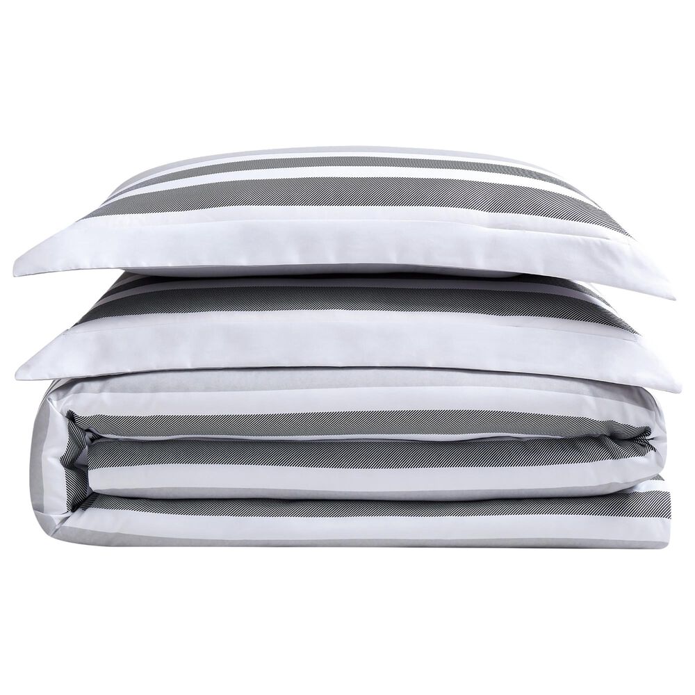 Pem America Truly Soft Curtis 2-Piece Twin XL Duvet Set in White and Grey, , large