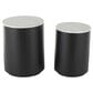 Maple and Jade 2-Piece Nesting End Table Set with Faux Marble Top in Matte Black and White, , large