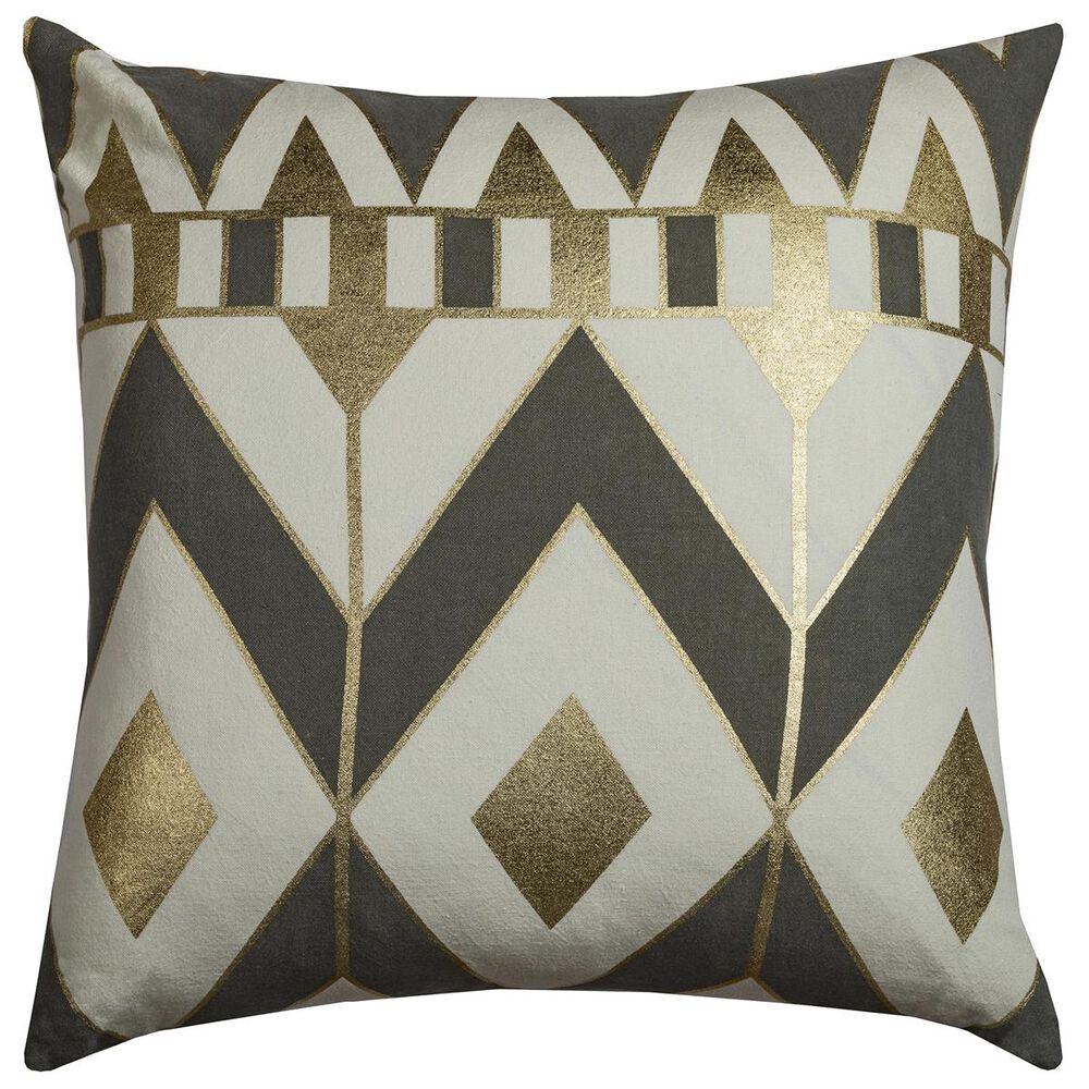 Rizzy Home Rachel Kate 20" x 20" Pillow Cover in Gray, Gold and White, , large