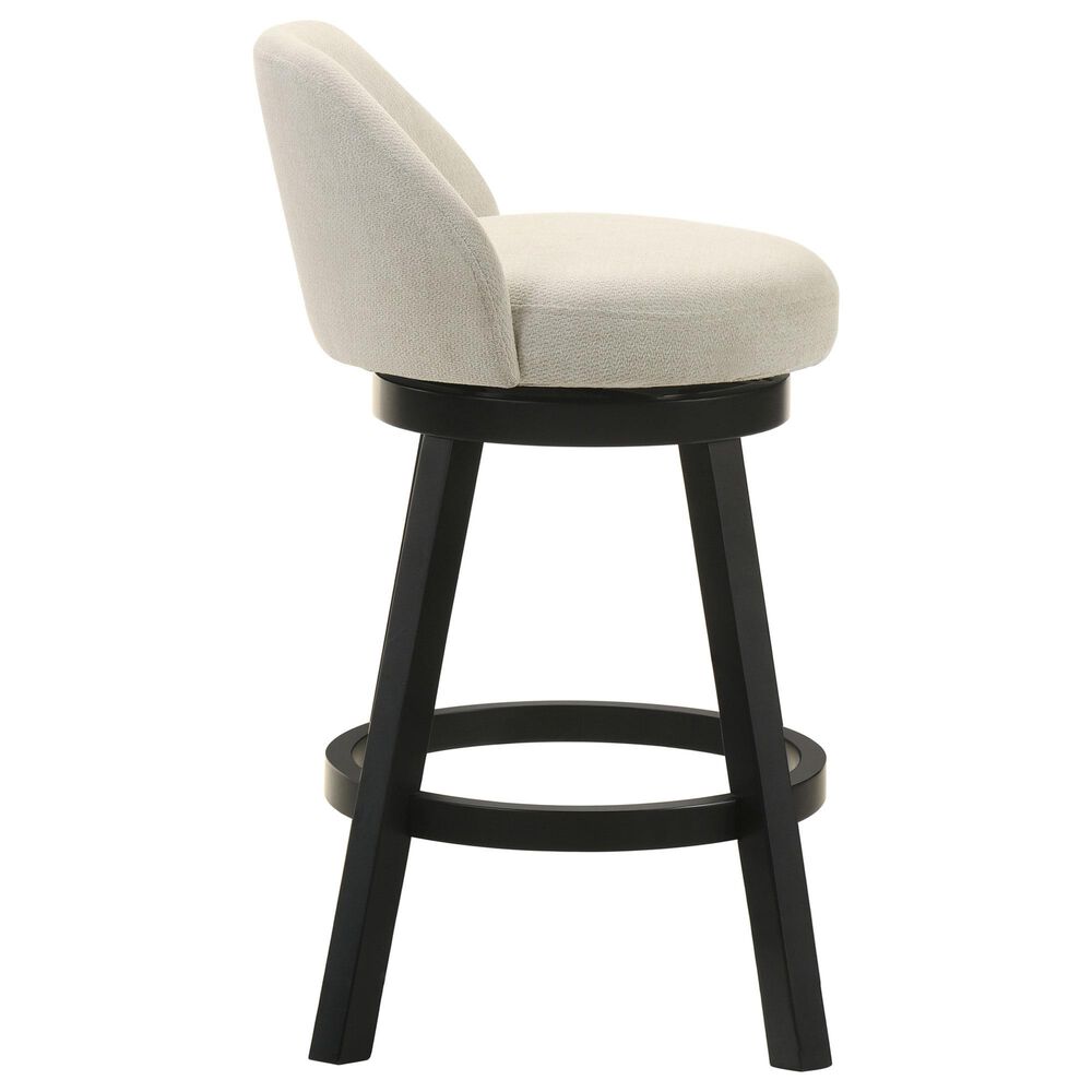 Armen Living Erika Swivel Counter Height Stool with Cream Upholstery in Black, , large