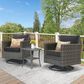 HOMLUX 3-Piece Patio Conversation Set with Square-Arm Swivel Rocking Chairs in Black, , large
