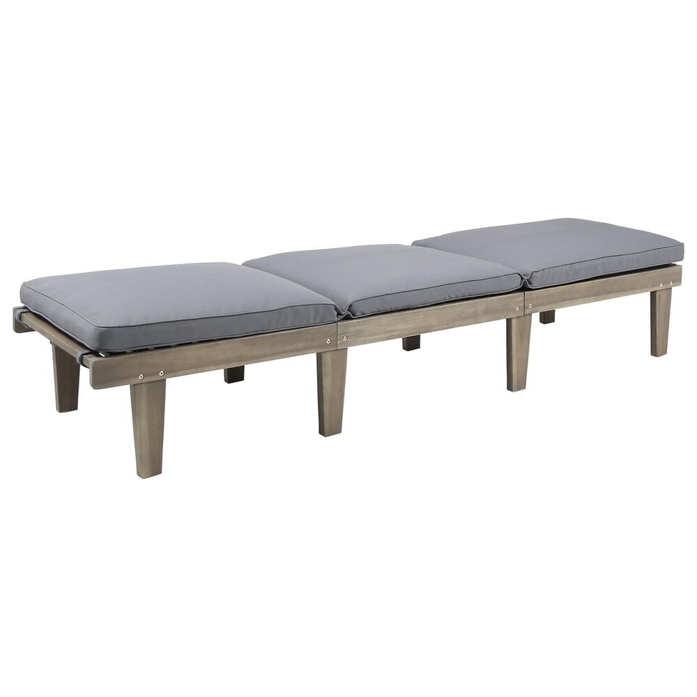 Hearth and Haven Ariana Outdoor Wood Chaise Lounge with Cushions in Grey, , large