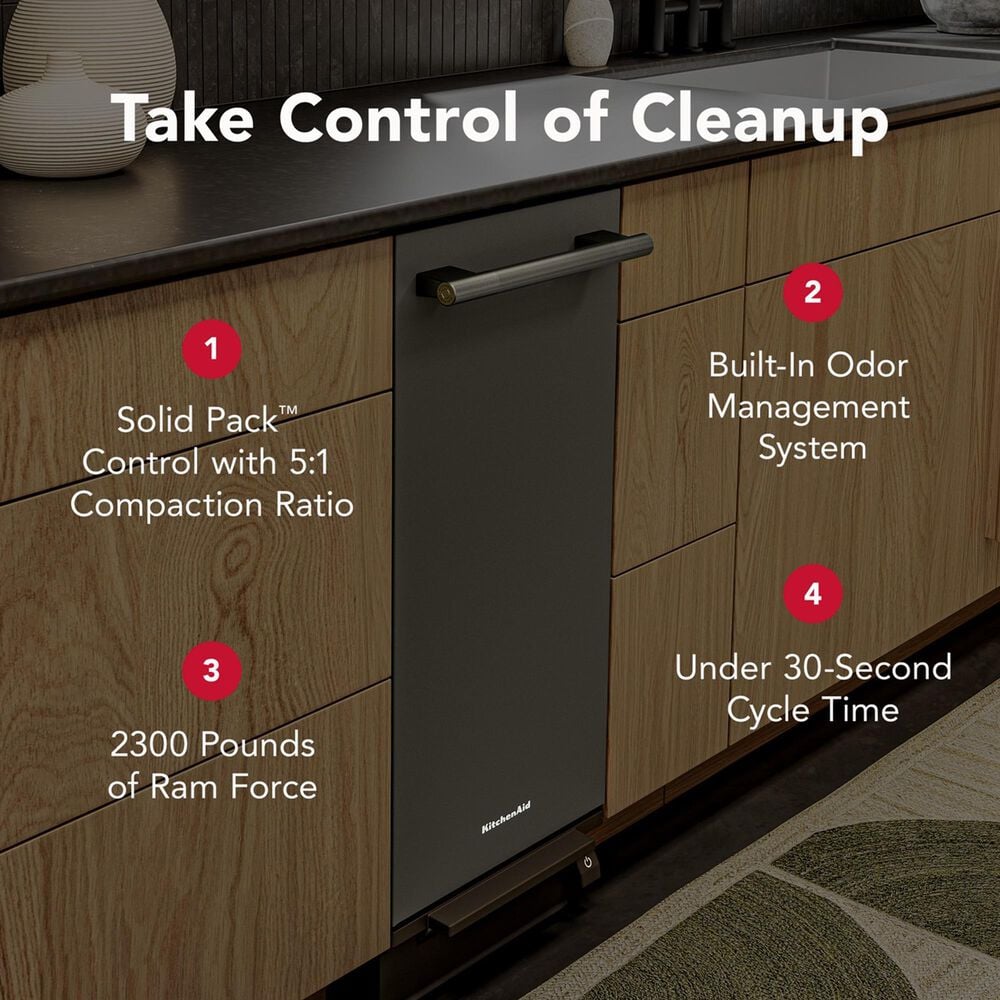 KitchenAid 15" Built-In Trash Compactor with Odor Management System in Black Ore, , large