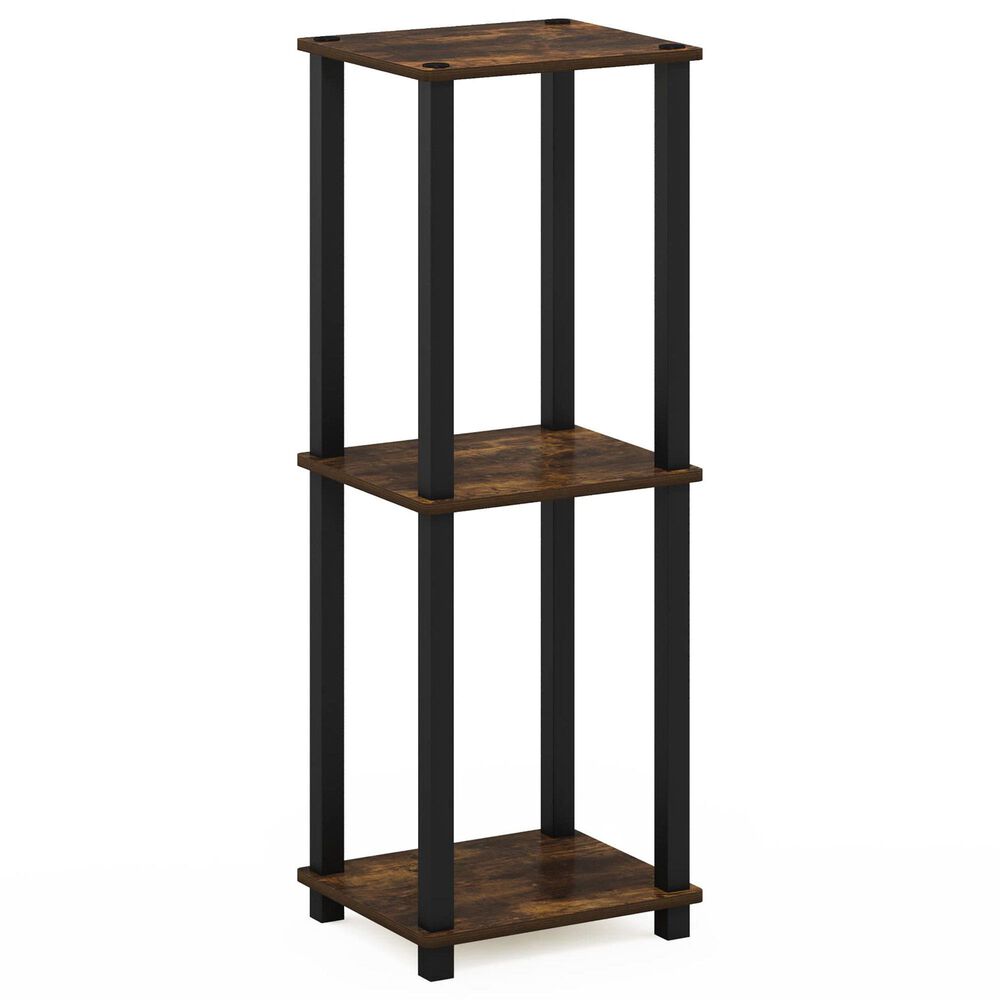 HOMLUX 2-Tier Small End Table in Amber Pine and Black (Set of 2), , large