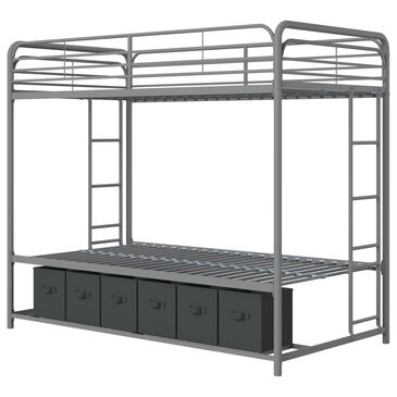 DHP Bellona Twin Over Twin Storage Bunk Bed in Silver, , large