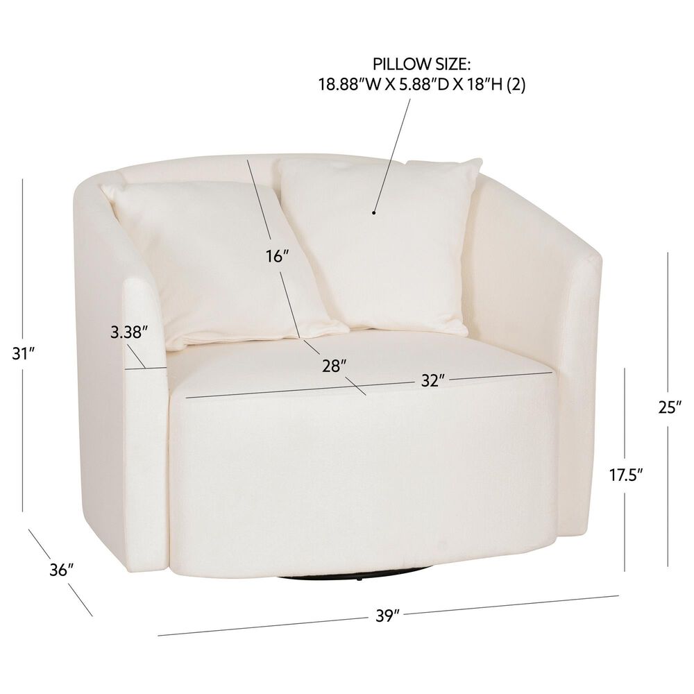 Linon Home Decor Rory Swivel Accent Chair in Off White, , large