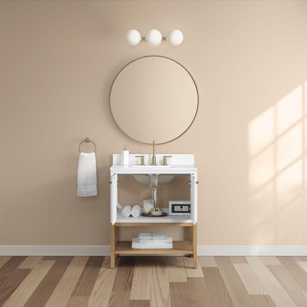 37B Isadore 30" Single Bathroom Vanity Cabinet in Bright White and White Composite Stone Top and Backsplash, , large