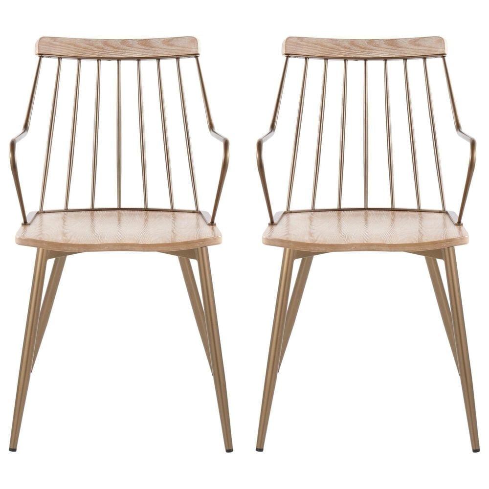 LumiSource Preston Farmhouse Accent/dining Chair in Antique Copper and Whitewashed Wood by LumiSource - Set of 2, , large