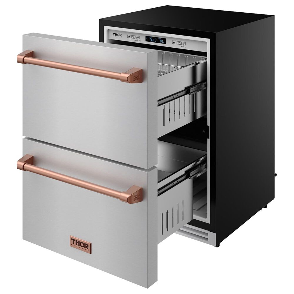 Thor Kitchen Gordon Ramsay 5.4 Cu. Ft. Undercounter Drawer Refrigerator with Rose Gold Handle Kit in Stainless Steel, , large