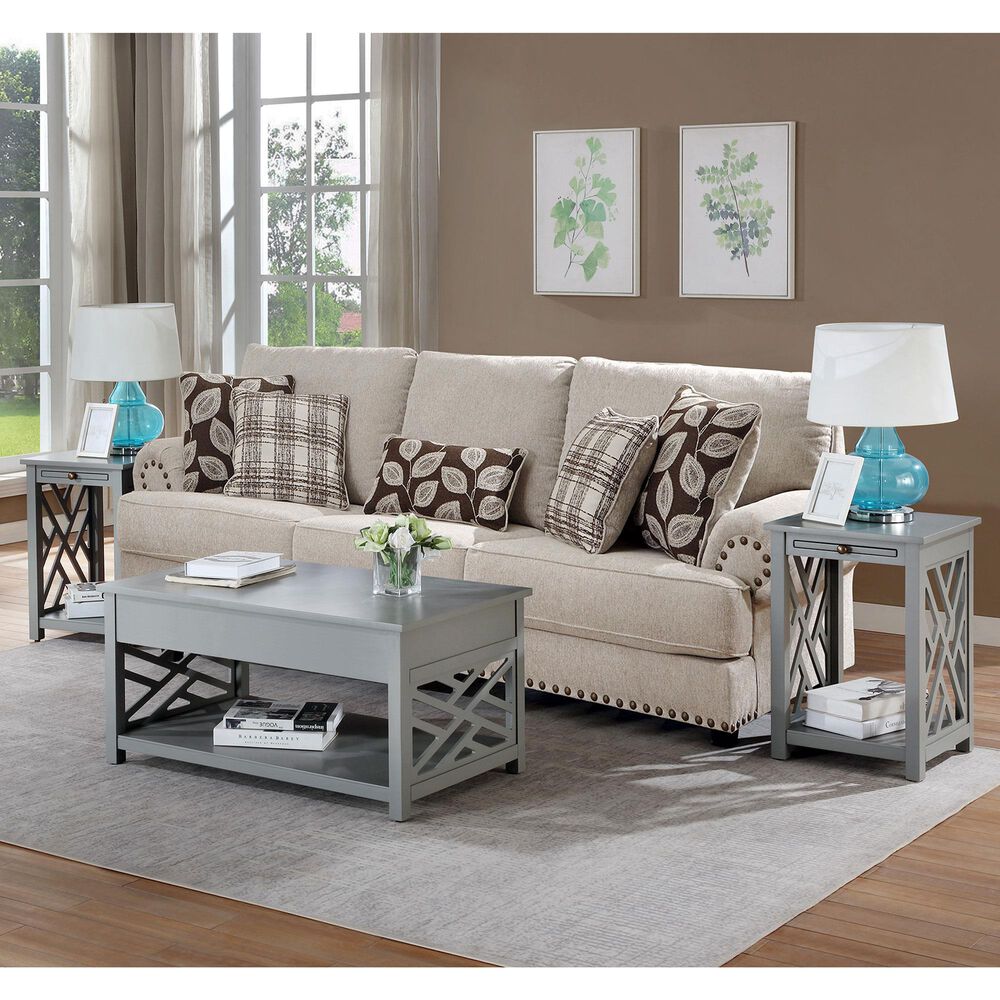 Bolton Furniture Coventry 3-Piece Occasional Table Set in Gray, , large
