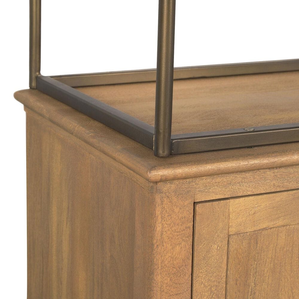 Mercana Baron 4-Door Light Wood with Gunmetal Open Shelving Unit in Brown, , large