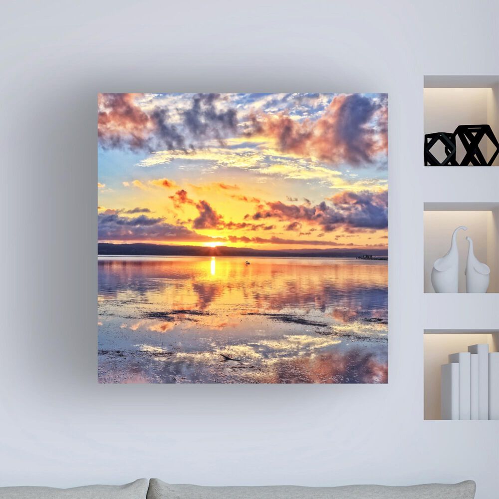 Timberlake Beata Czyzowska &#39;Sunset In A Square&#39; 18&quot; x 18&quot; Canvas Art in Tan/Grey/Pink/Brown/White, , large