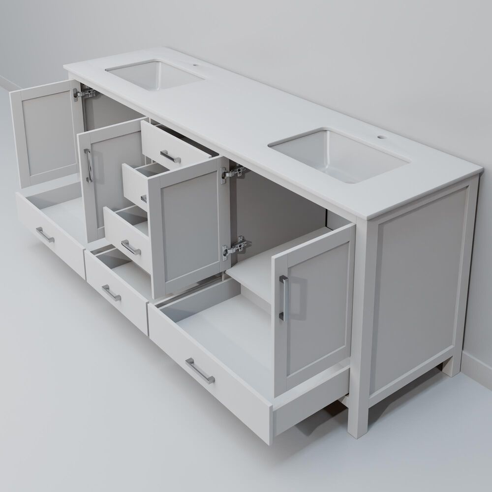Lexora Home Jacques 72" Double Bathroom Vanity in White with 2 cm White Cultured Marble Top and Rectangular Sinks, , large