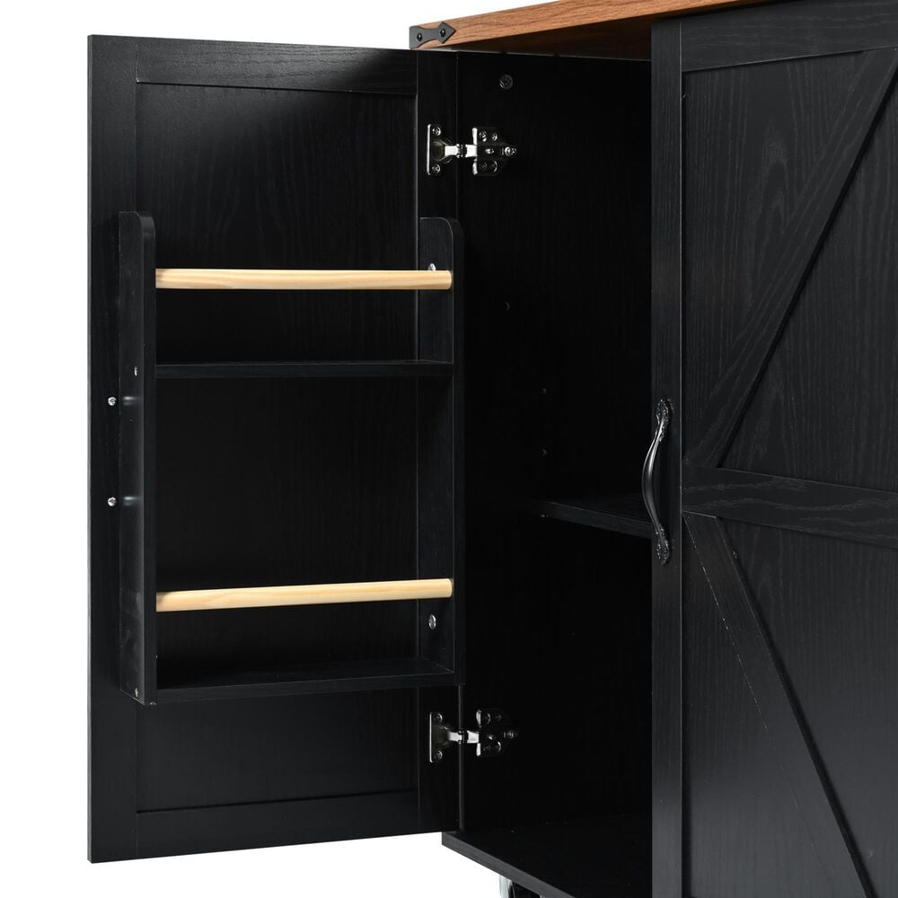 HOMLUX 55" Farmhouse Kitchen Island with Power Outlet in Black, , large