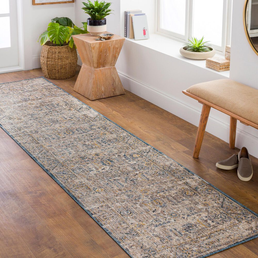 Surya Aspendos 2&#39;7&quot; x 7&#39;3&quot; Denim, Gray, Wheat, Taupe, Black and Cream Runner, , large