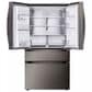 LG 28.6 Cu. Ft. 4-Door French Door with Dual Handles Refrigerator in Black Stainless Steel, , large