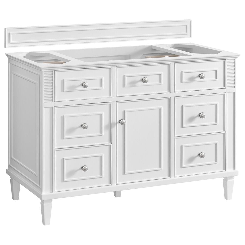 James Martin Vanities Lorelai 48&quot; Single Vanity in Bright White with 3 cm Arctic Fall Solid Surface Top, , large