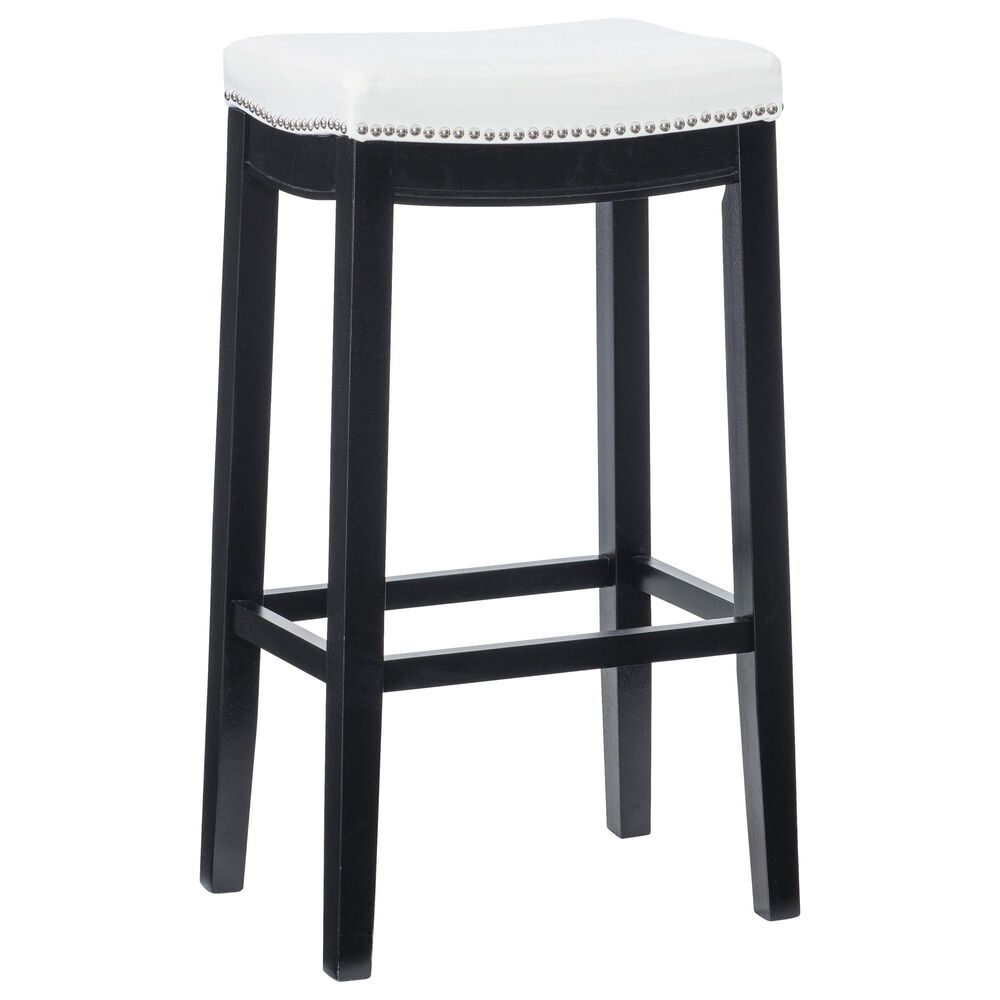 Linon Home Decor Claridge Bar Stool with White Cushion in Black, , large