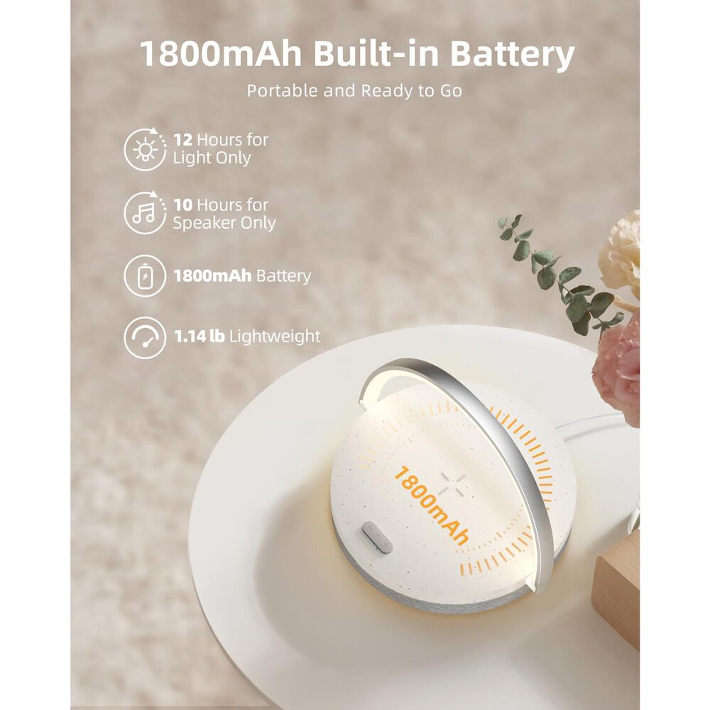 HOMLUX 4-in-1 LED Table Lamp with Portable Speaker and Wireless Charger in White and Gray, , large