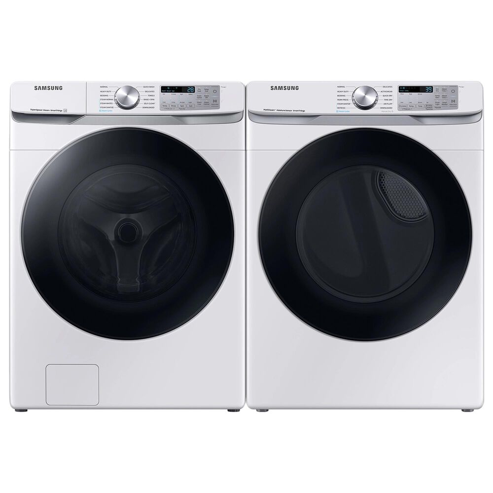 Samsung 4.5 Cu. Ft Front Load Washer with Steam and 7.5 Cu. Ft. Gas Dryer Laundry Pair in White, , large