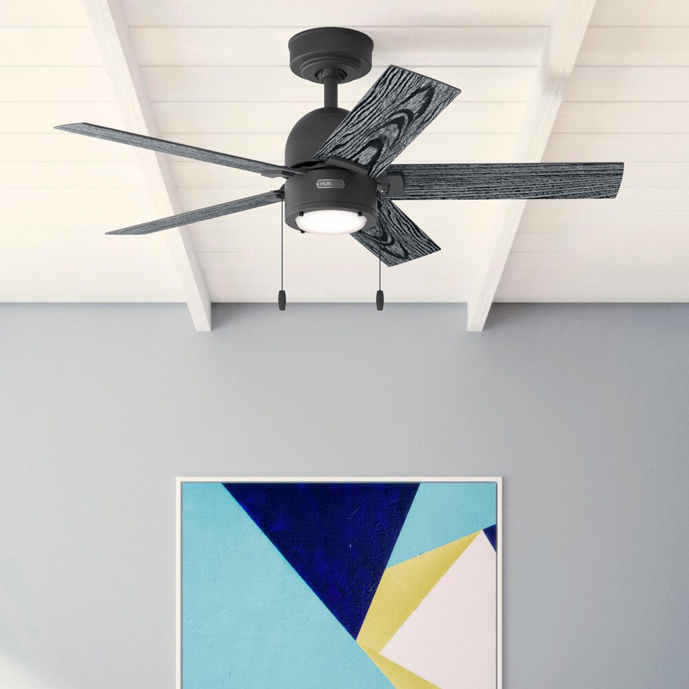 Hunter Erling 44&quot; Ceiling Fan with LED Light in Matte Black, , large