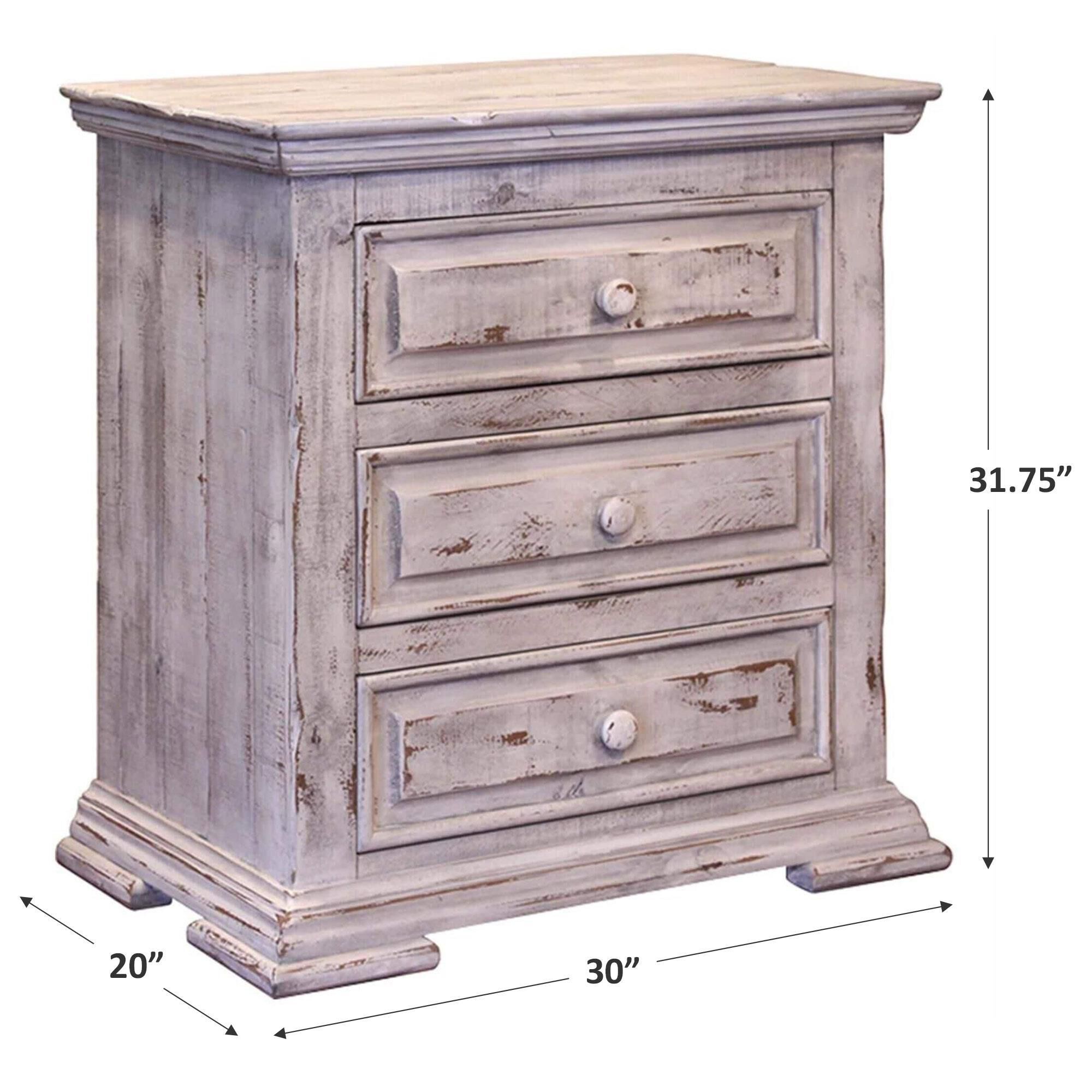 Fallridge Terra White 3 Drawer Nightstand in Vintage White