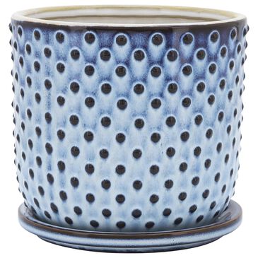Sagebrook Home 6" Dotted Planter with Saucer in Blue, , large