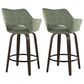 LumiSource Mustang 26" Swivel Counter Stool with Green Fabric Upholstery in Glazed Walnut and Black (Set of 2), , large