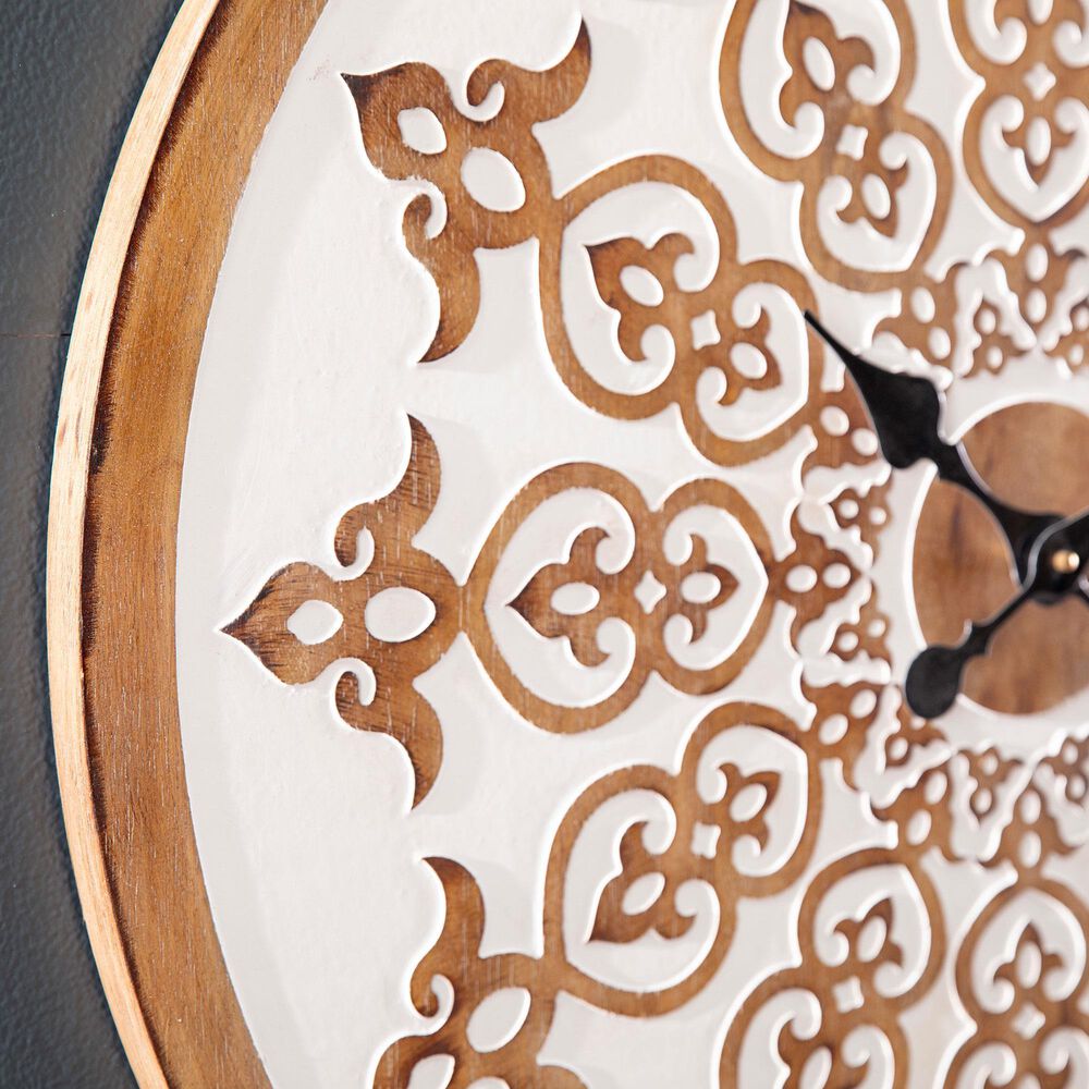 Southern Enterprises Moravelle Wall Clock in White, Natural and Black, , large