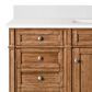 James Martin Vanities Brittany 60" Single Bathroom Vanity in Saddle Brown with Single Hole 3 cm White Zeus Quartz Top and Rectangular Sink, , large